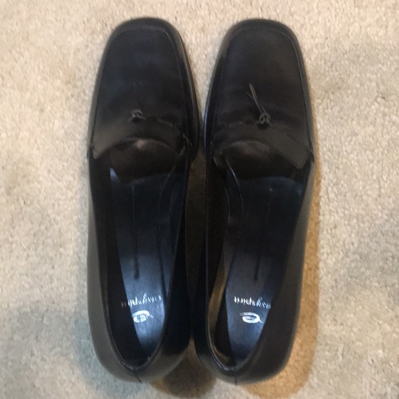 EASY SPIRIT Samurai Black Leather Block Heeled Tassel Loafers Slip On Shoe-10 - Picture 4 of 10